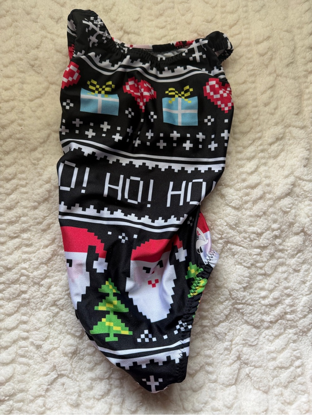 Kids Black Holiday Pixel Santa Jumpsuit Romper